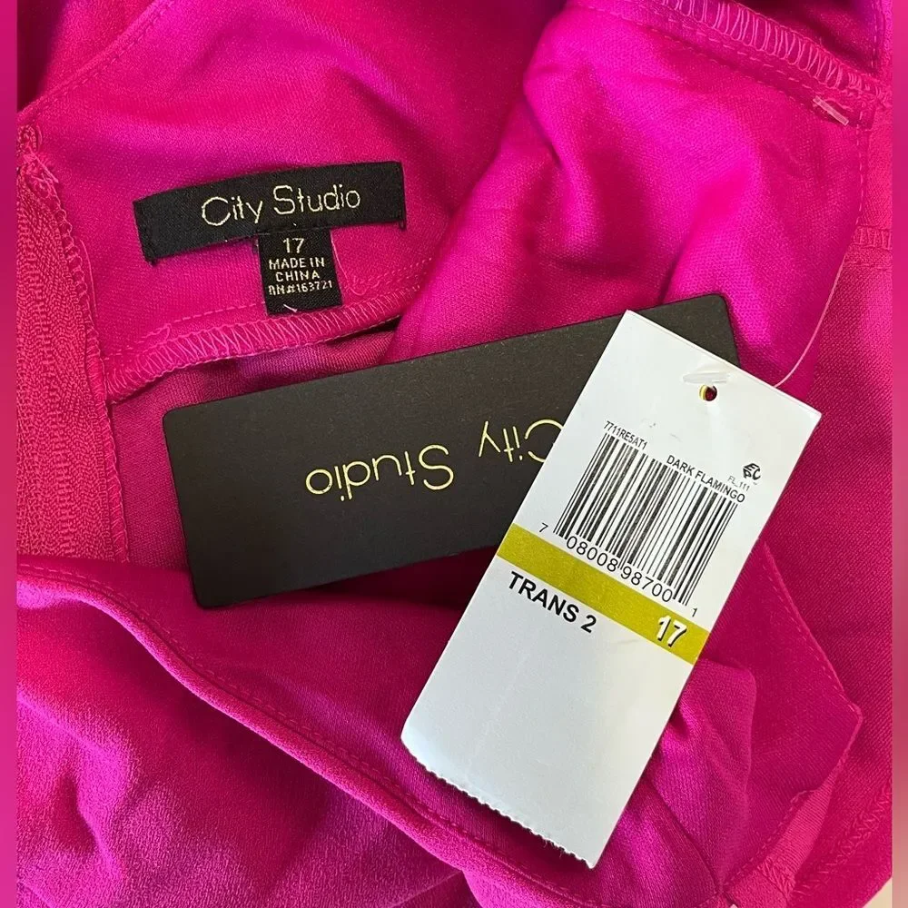 NWT City Studio | Girls‎ Pink Sheath Short V Neck Sleeveless Zipper Dress 17